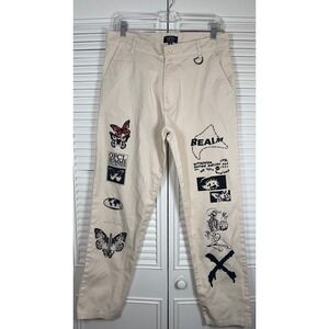 BoohooMan Multi Graphic Print Chino Trouser Size M *READ*